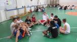 Huddle time during Bible Hour in 2009 Romania Camp